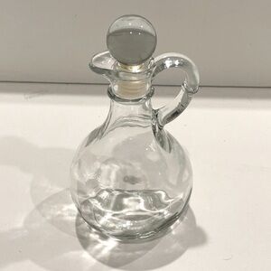 5” Clear Glass Cruet w Stopper. Unmarked Unbranded